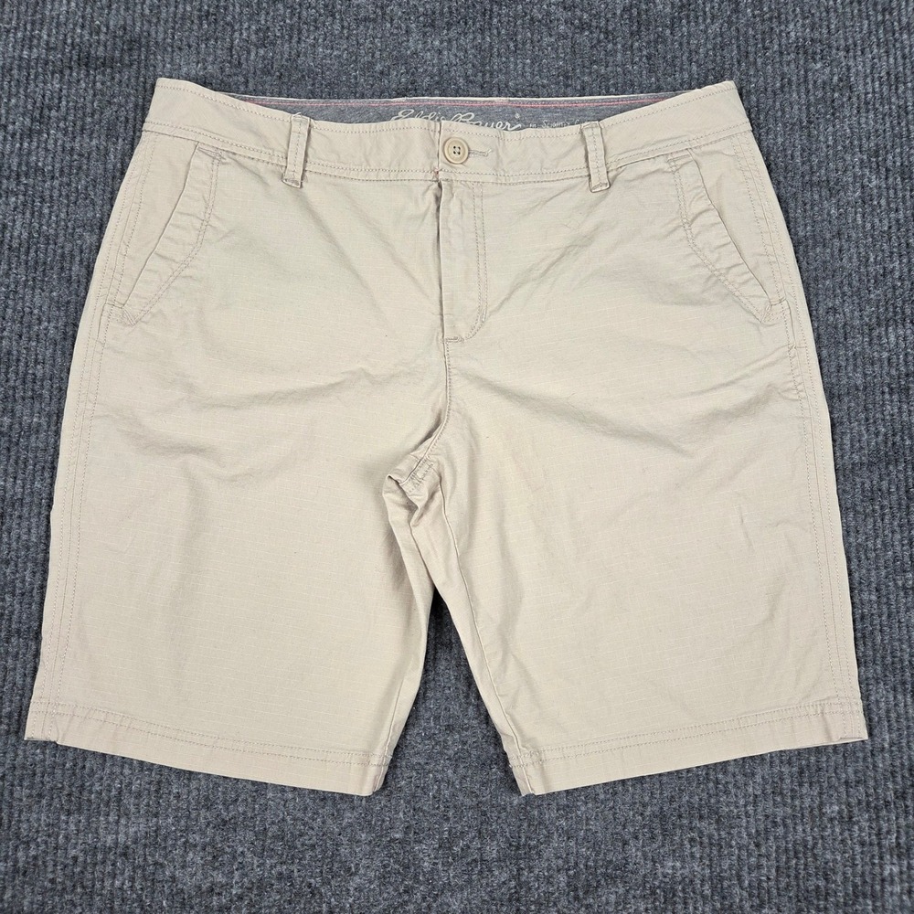 Eddie Bauer Slightly Curvy Khaki Ripstop Shorts Womens 14 Tan Hiking 26401